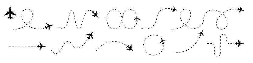 Airplane Path Flight Path Vector Flight Route Stock Illustration ...