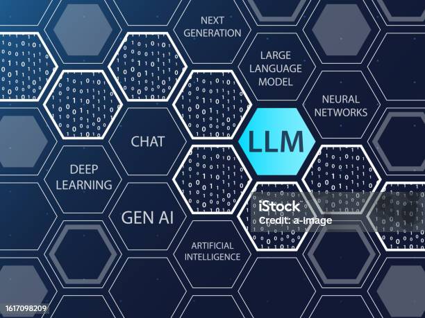 Llm Large Language Model Vector Illustration On Dar Blue Background ...