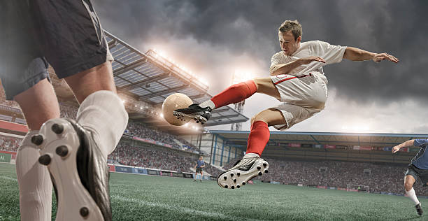 istock Soccer Player Amazing Mid Air Volley 161710191