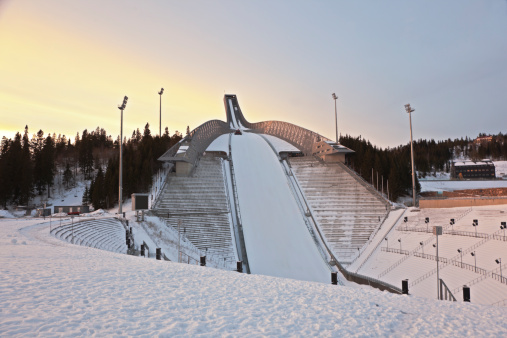 Holmenkollen ski jump in winter.  Oslo, Norway.