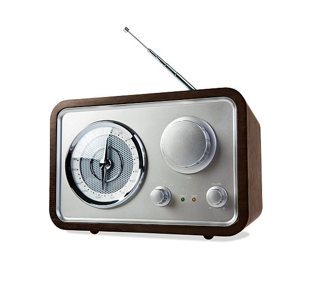 Retro radio on white background with clipping path and drop shadow. Nice shading and detail.