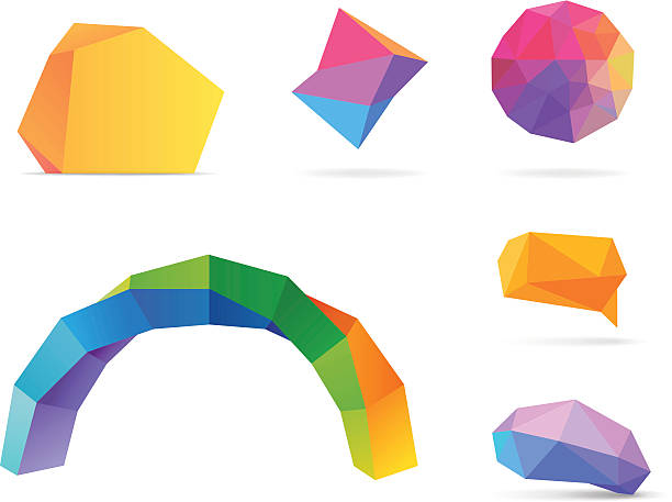 ilustraciones, imágenes clip art, dibujos animados e iconos de stock de polygonal elementos abstractos coloridos - spectrum geometry refraction sphere