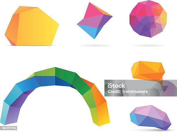 Kolorowe Wielokąta Streszczenie Elementów - Stockowe grafiki wektorowe i więcej obrazów Mózg - Mózg, Grafika wektorowa, Kryształ