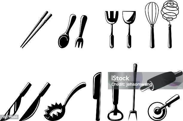 Ensemble Doutils De Cuisine Vecteurs libres de droits et plus d'images vectorielles de Baguettes chinoises - Baguettes chinoises, Contour, Couverts