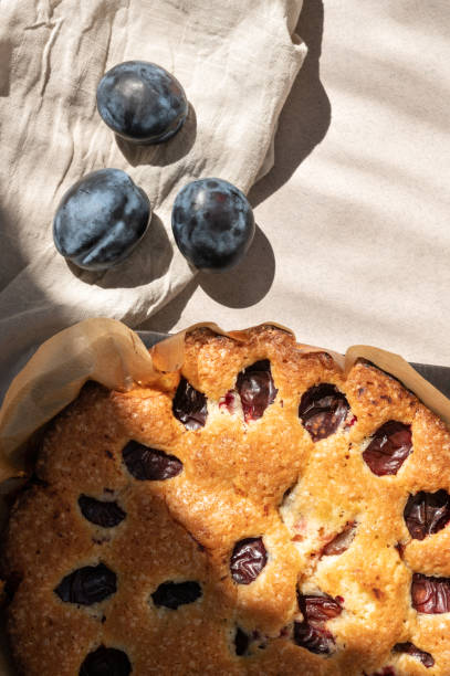istock Traditional american plum torte, cake with plum and cinnamon 1617190786