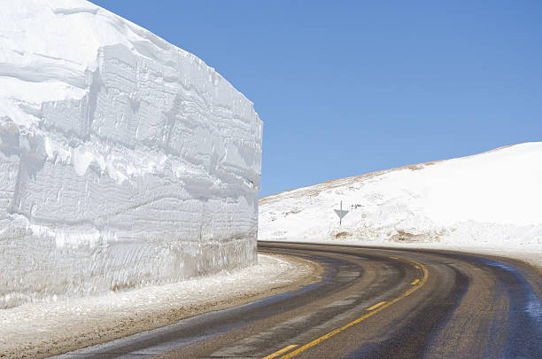 istock Super High Snow Banks on Mountain Pass 161719964