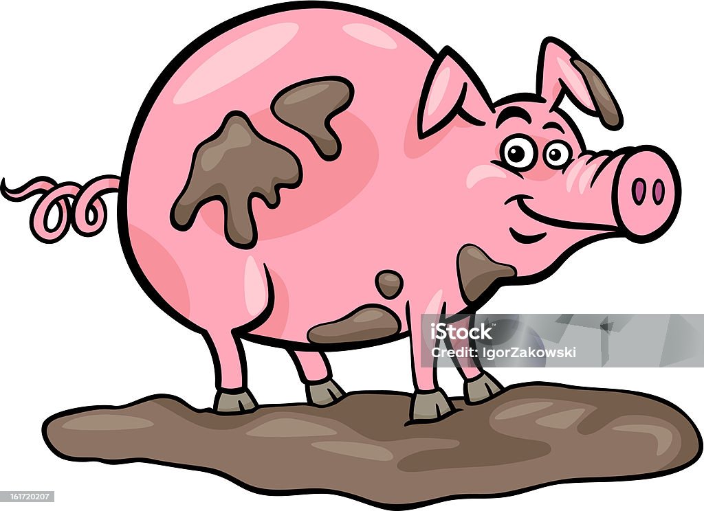 pig farm animal cartoon illustration Cartoon Illustration of Funny Pig Farm Animal in Mud Animal stock vector