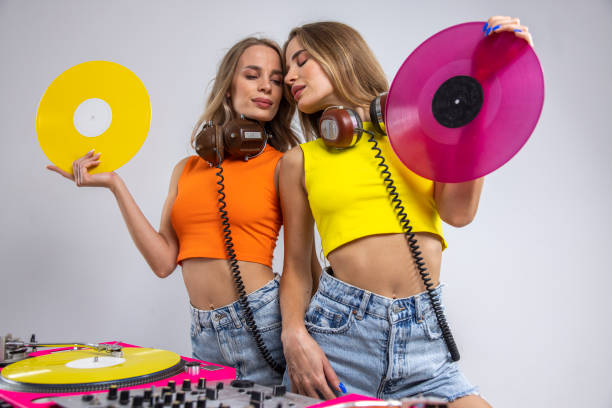 Vintage retro record player music album cover deign for dj complilation album cover.