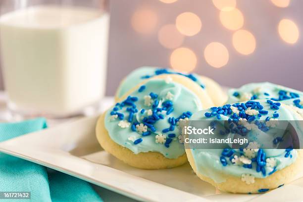 Cookies De Açúcar Azul Floco De Neve - Fotografias de stock e mais imagens de Assado no Forno - Assado no Forno, Azul, Açúcar