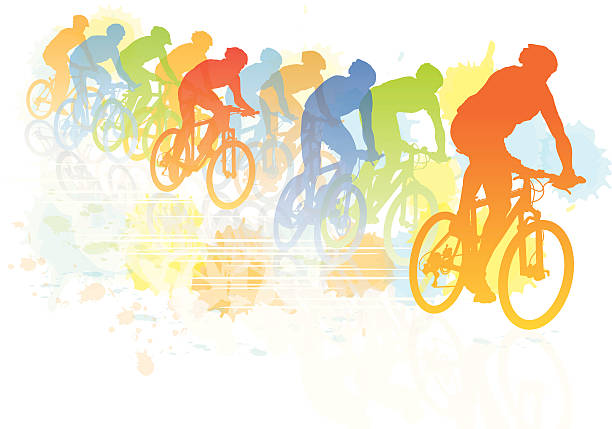 자전거 경주 - mountain biking mountain bike bicycle cycling stock illustrations