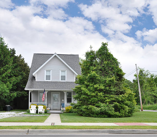 istock Suburban Home American Flag Two Lawn Chairs 161721618