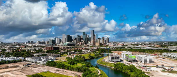 city of houston texas panorama - houston-texas bildbanksfoton och bilder