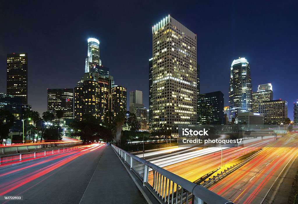 Los Angeles Los Angeles city traffic at night Architecture Stock Photo