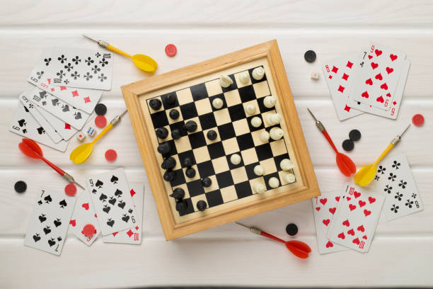 istock Different board games on wooden background, top view 1617238051