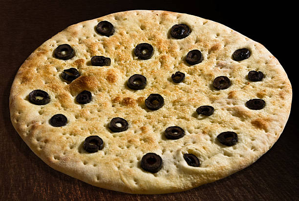 Focaccia with olives stock photo