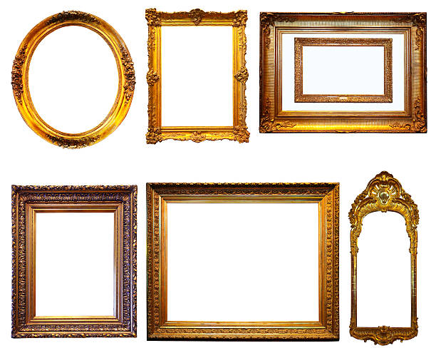 istock Set of gilded frames. Isolated over white background 161727297