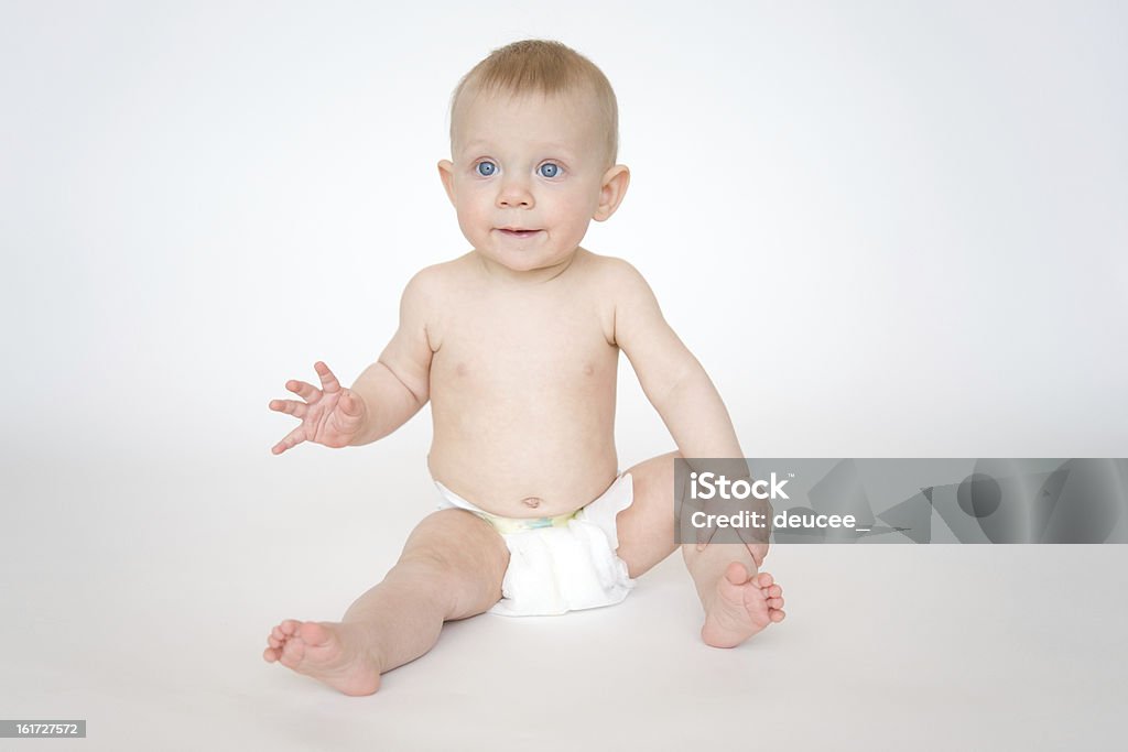 Cute bebê em branco - Royalty-free 6-11 meses Foto de stock