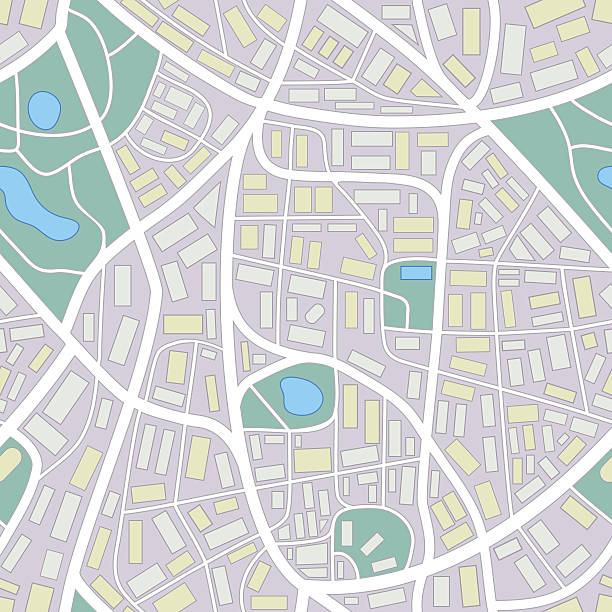 city map - seamless pattern vector art illustration