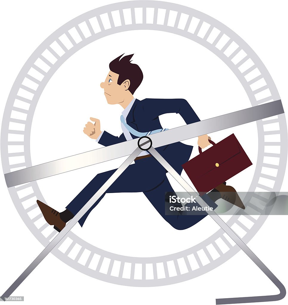 Rat race Stressed businessman with a briefcase running in a hamster wheel. No transparencies Rat Race stock vector