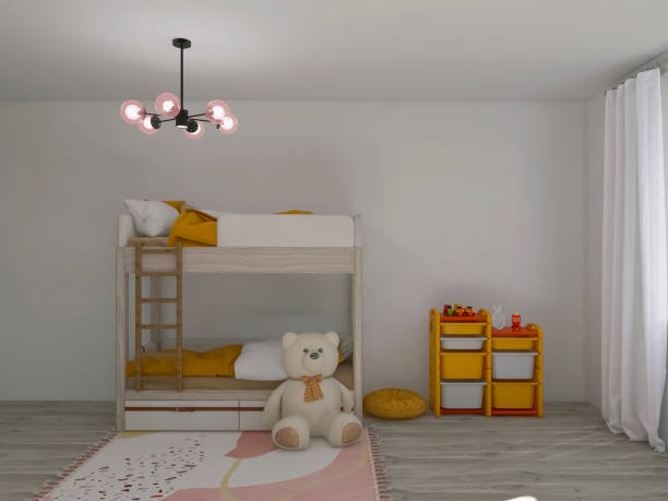 istock Kids room interior design 3d render, 3d illustration 1617305156