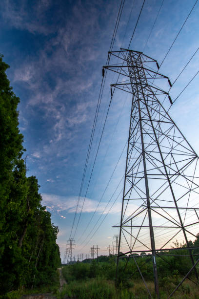Morning scenic of a power line field in Suffolk County, Long Island, NY.