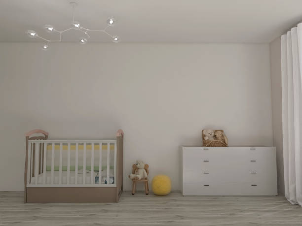 istock Kids room interior design 3d render, 3d illustration 1617333148