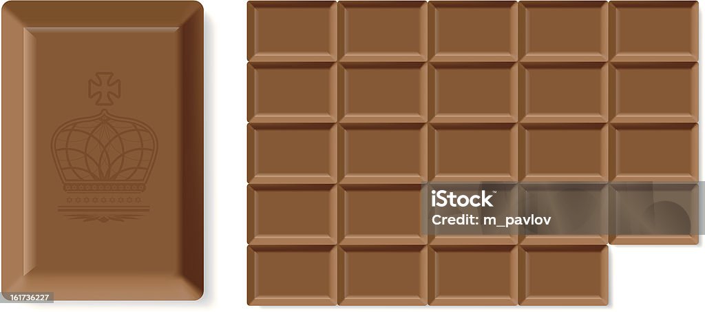 Close-up of a chocolate bar with a piece missing and zoomed Realistic vector chocolate bar isolated on white background. Easy to rebuild row and column in bar. Chocolate stock vector