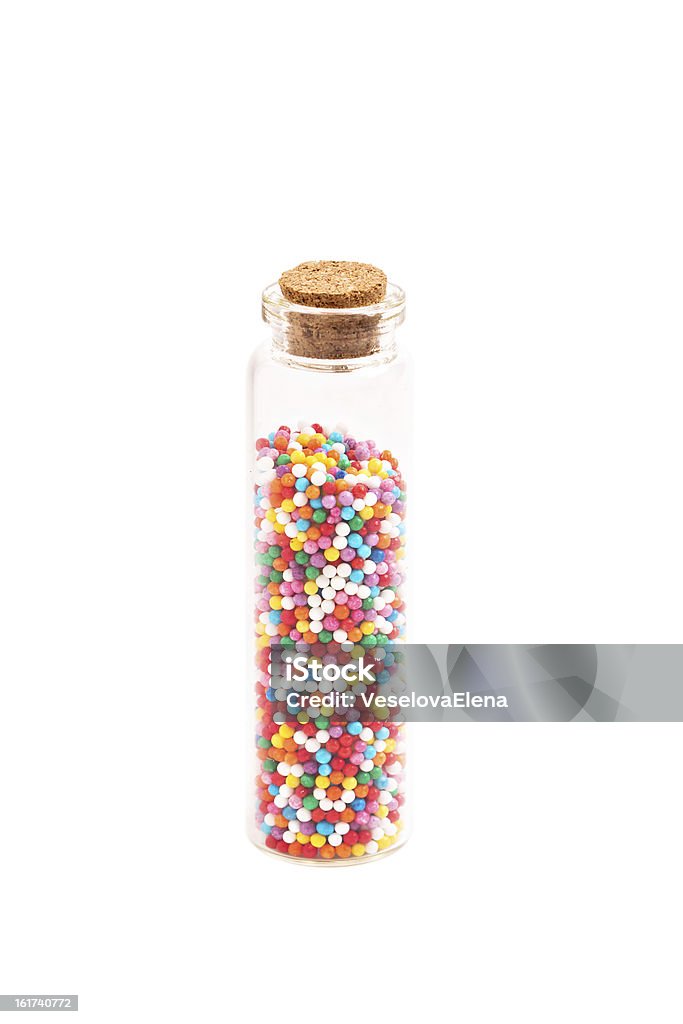 Colorful sprinkles in a jar isolated on white Jar Stock Photo