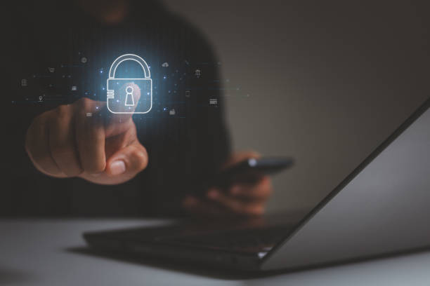 istock Cyber security and Data protection in digital technology. Businesspeople use fingerprints to access personal cybersecurity, keeping users' personal information safe, and secure internet access. 1617435479