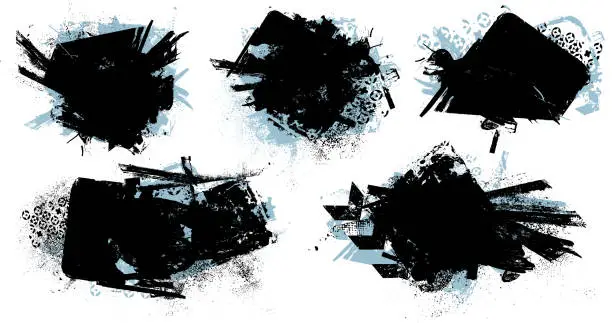 Vector illustration of Black distressed grunge paint textured vector illustrations
