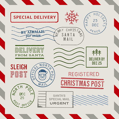 Festive Christmas Holiday Postmarks