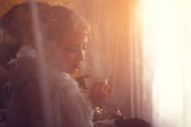 istock retro beauty drinking coffee in the morning 161745551