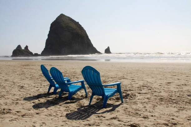 On the beach at Cannon Beach with Haystack Rock in the distance