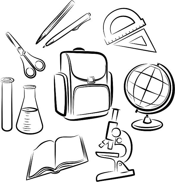 School icons and symbols vector art illustration