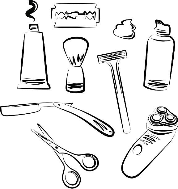 Shaving accessories vector art illustration