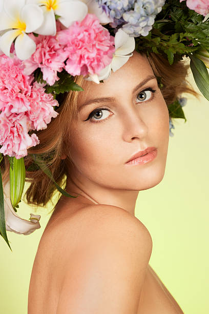 istock Beautiful woman with flower wreath 161747467