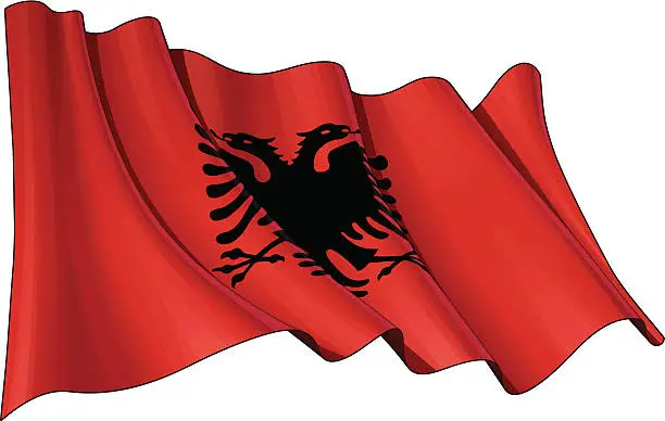 Vector illustration of Albanian Flag