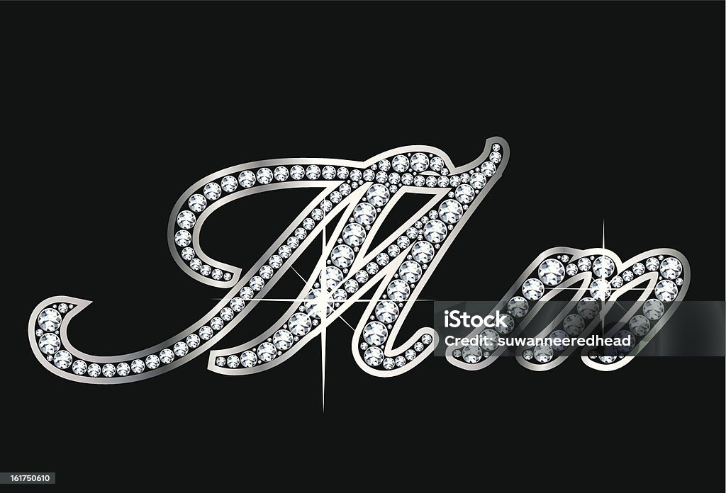 Alfabeto de diamante letras Bling Mm - Vetor de Diamante - Pedra preciosa royalty-free