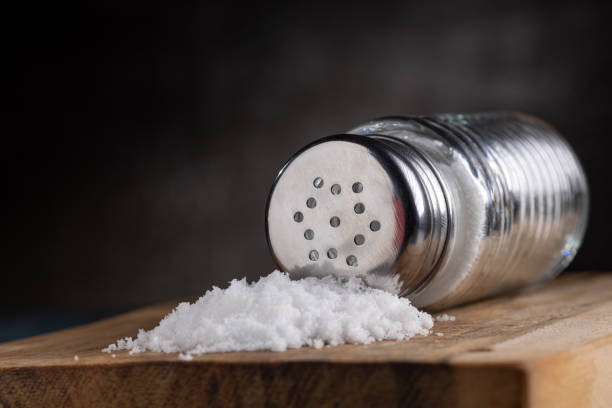 istock Glass salt shaker on the table. 1617515063