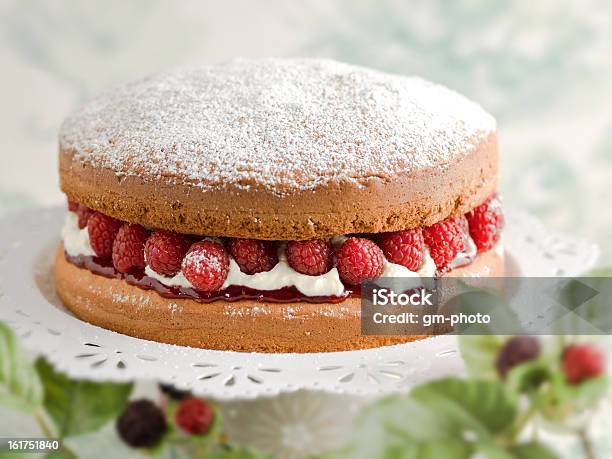 Victoria Sponge Cake Stock Photo - Download Image Now - Sponge Cake, Preserves, Raspberry
