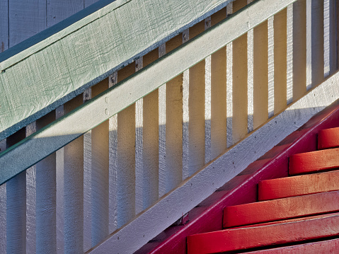 Brilliant red steps in the historic district of Lahaina on Maui, Hawaii