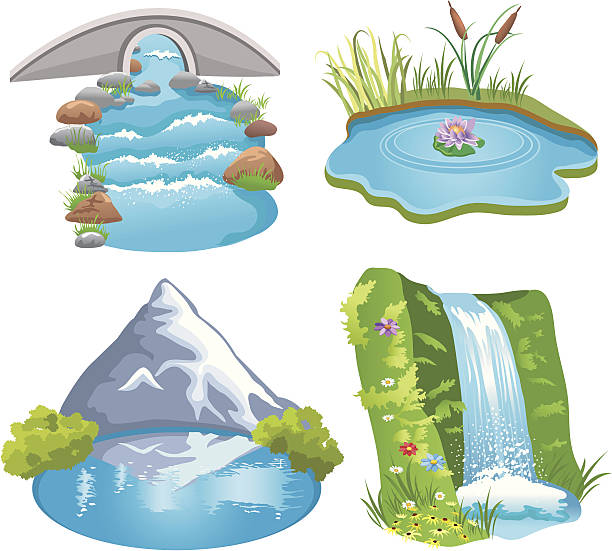 ilustraciones, imágenes clip art, dibujos animados e iconos de stock de natural, agua - waterfall falling water water backgrounds