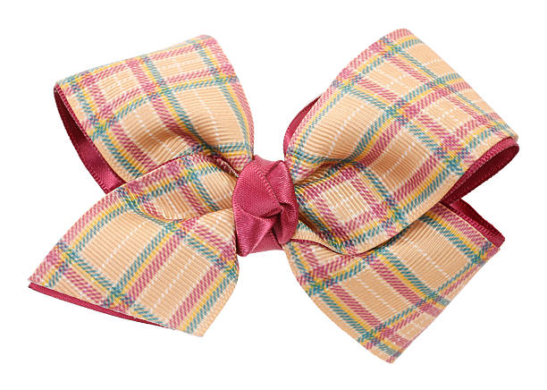 istock Beige plaid ribbon bow 161752244