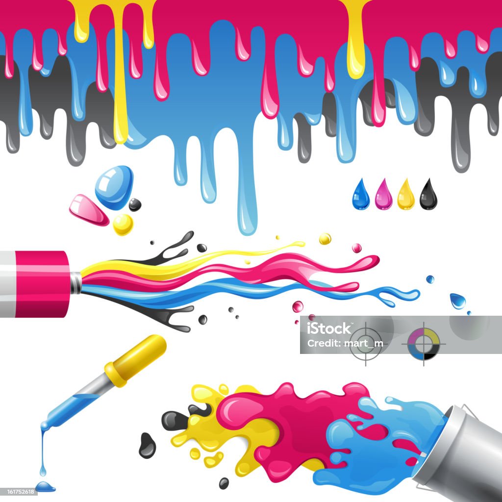 CMYK spruzzi - arte vettoriale royalty-free di Goccia