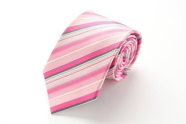 istock Pink striped tie isolated on white background 161755509