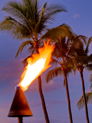 Tiki torch at a resort on Maui, Hawaii