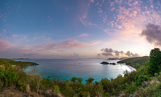 Aerial Pink Beach, Tropical Island