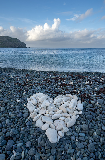 Heart Shape on the Beautiful secluded Blue Cobblestone Beach on the tropical Caribbean island of St. John in the US Virgin Islands