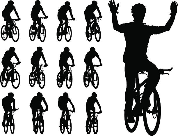 illustrations, cliparts, dessins animés et icônes de vélo de course - bicycle silhouette design element mountain bike