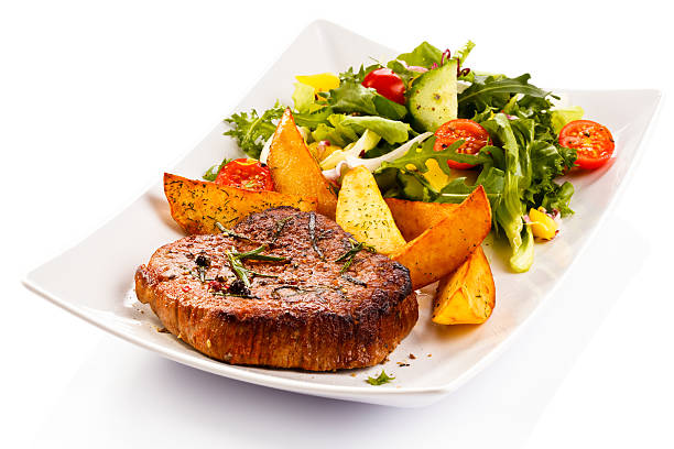 istock Grilled meat, potatoes and vegetables 161759764